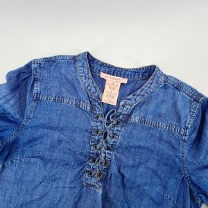 Philosophy Republic Clothing Denim Lace Up Shirt Dress‎ Dark Wash Size Small